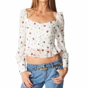 Lioness sweetheart top with rose print
